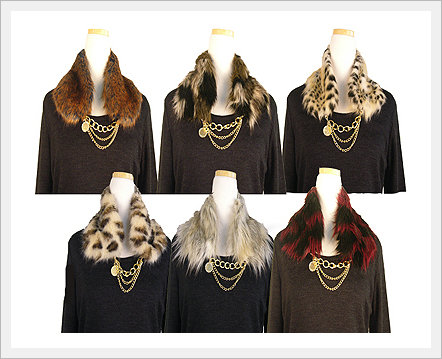 Fur Collar with Necklace  Made in Korea