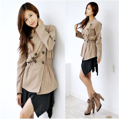 Chinese Collar Trench Coat  Made in Korea