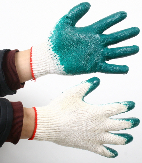 Blue double-coated gloves