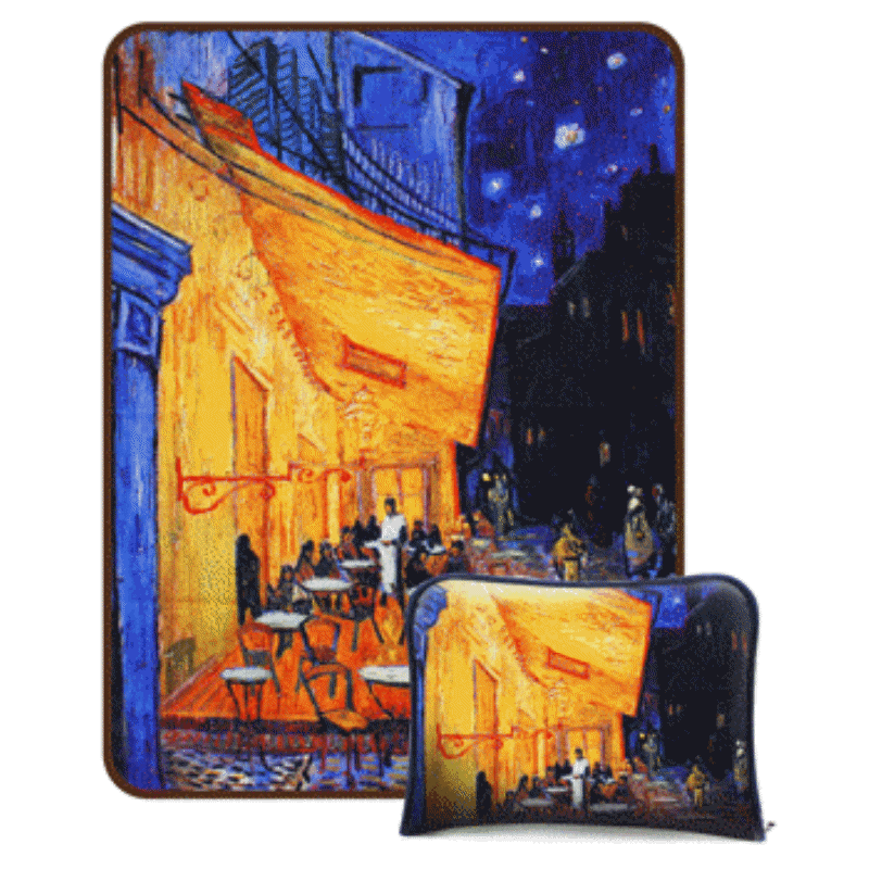 Cafe Terrace at Night(a paintint by Vincent Van Gogh) masterpiece Cushion blanket  Made in Korea