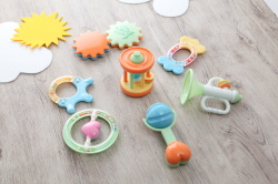 Vegetable Baby Cornstarch Rattles and Teethers (seven pcs)  Made in Korea